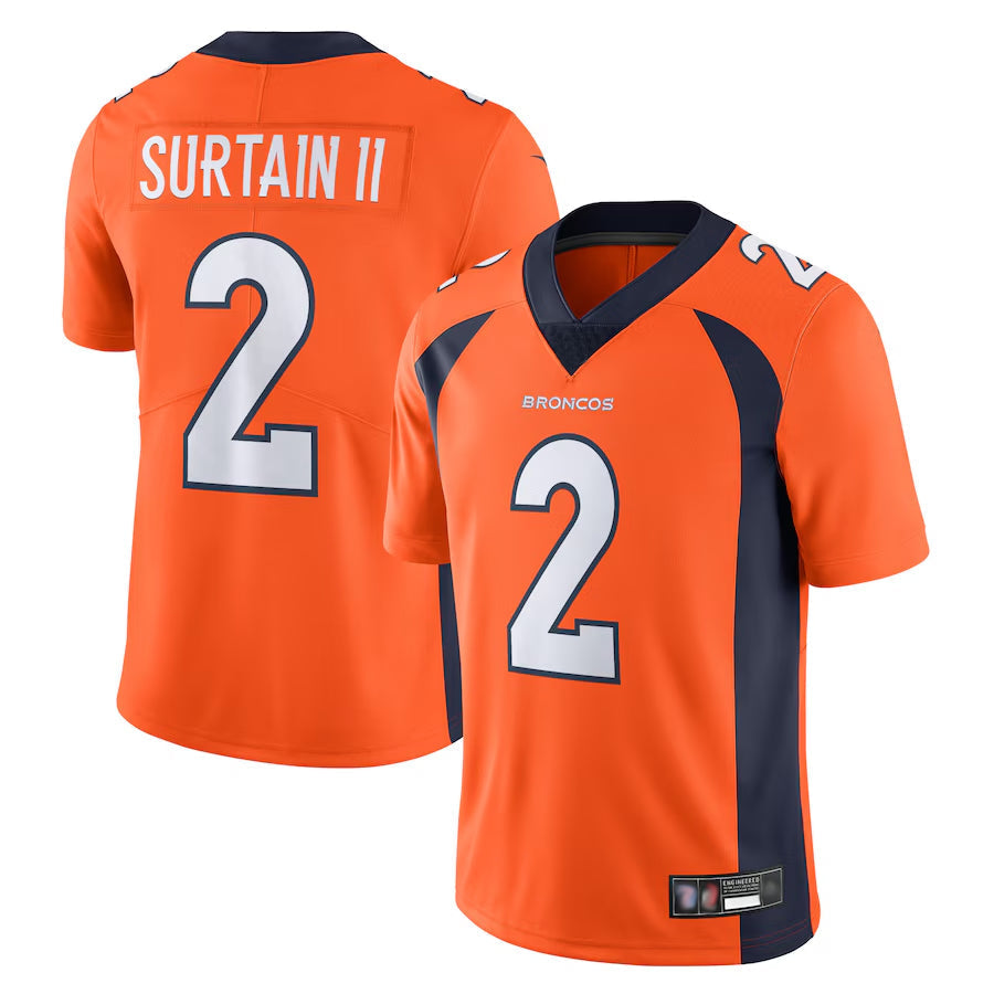 Kooe D.Broncos #2 Patrick Surtain II Player Orange Vapor Untouchable Limited Stitched Jerseys