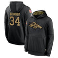 Kooe D.Broncos #34 JL Skinner Player Black Salute to Service Pullover Hoodies Limited Stitched Jerseys