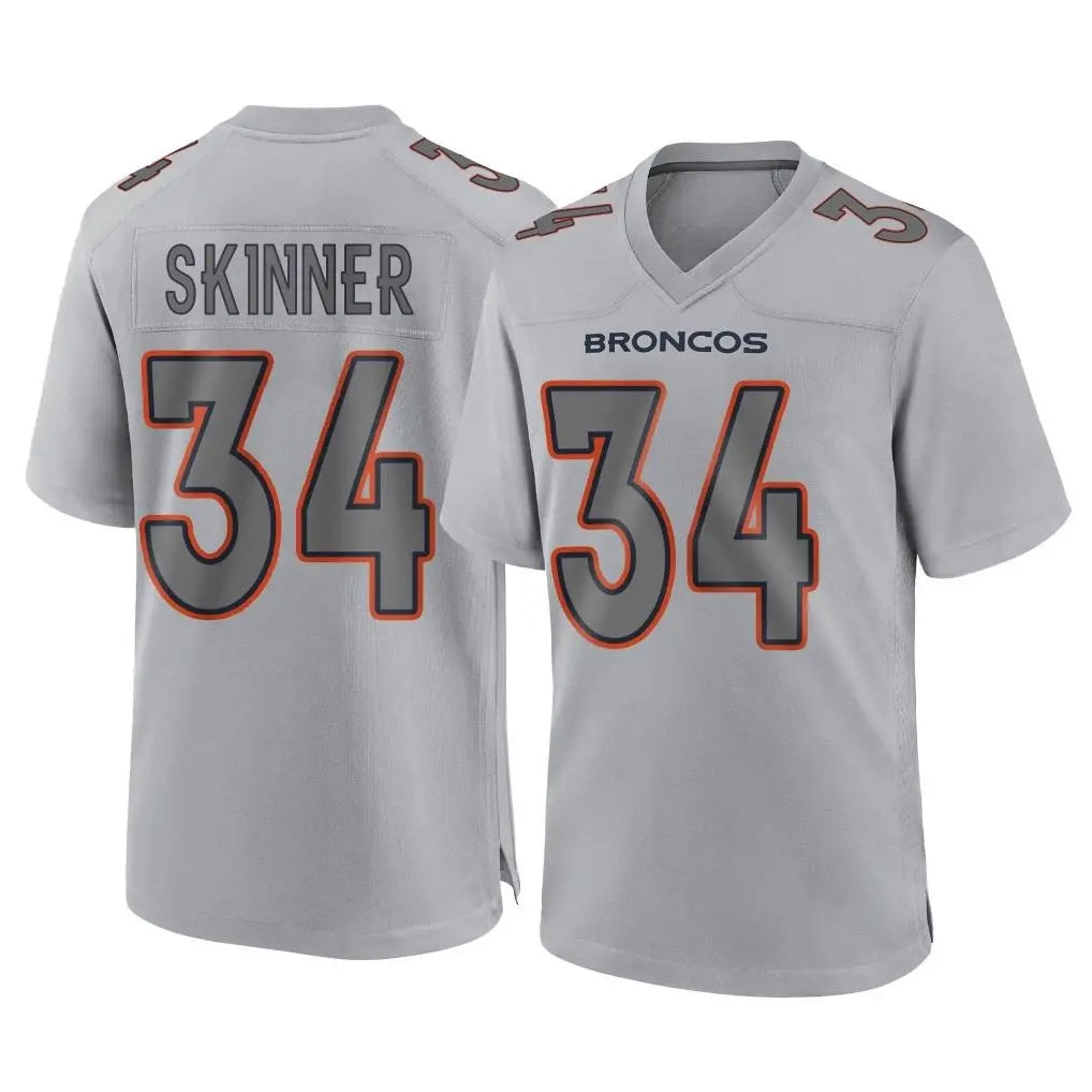 Kooe D.Broncos #34 JL Skinner Player Gray Atmosphere Fashion Limited Game Stitched Jerseys