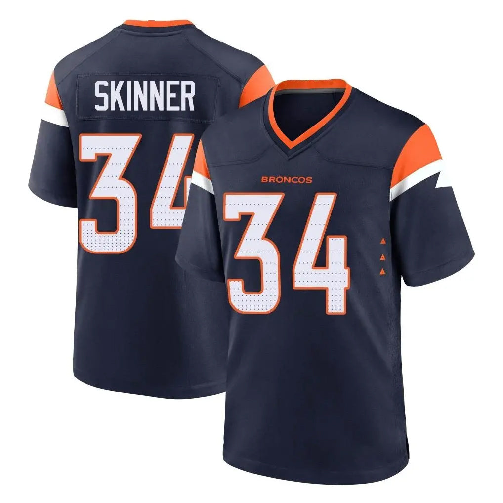 Kooe D.Broncos #34 JL Skinner Player Navy Home Game Stitched Jerseys