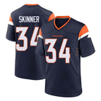 Kooe D.Broncos #34 JL Skinner Player Navy Home Game Stitched Jerseys