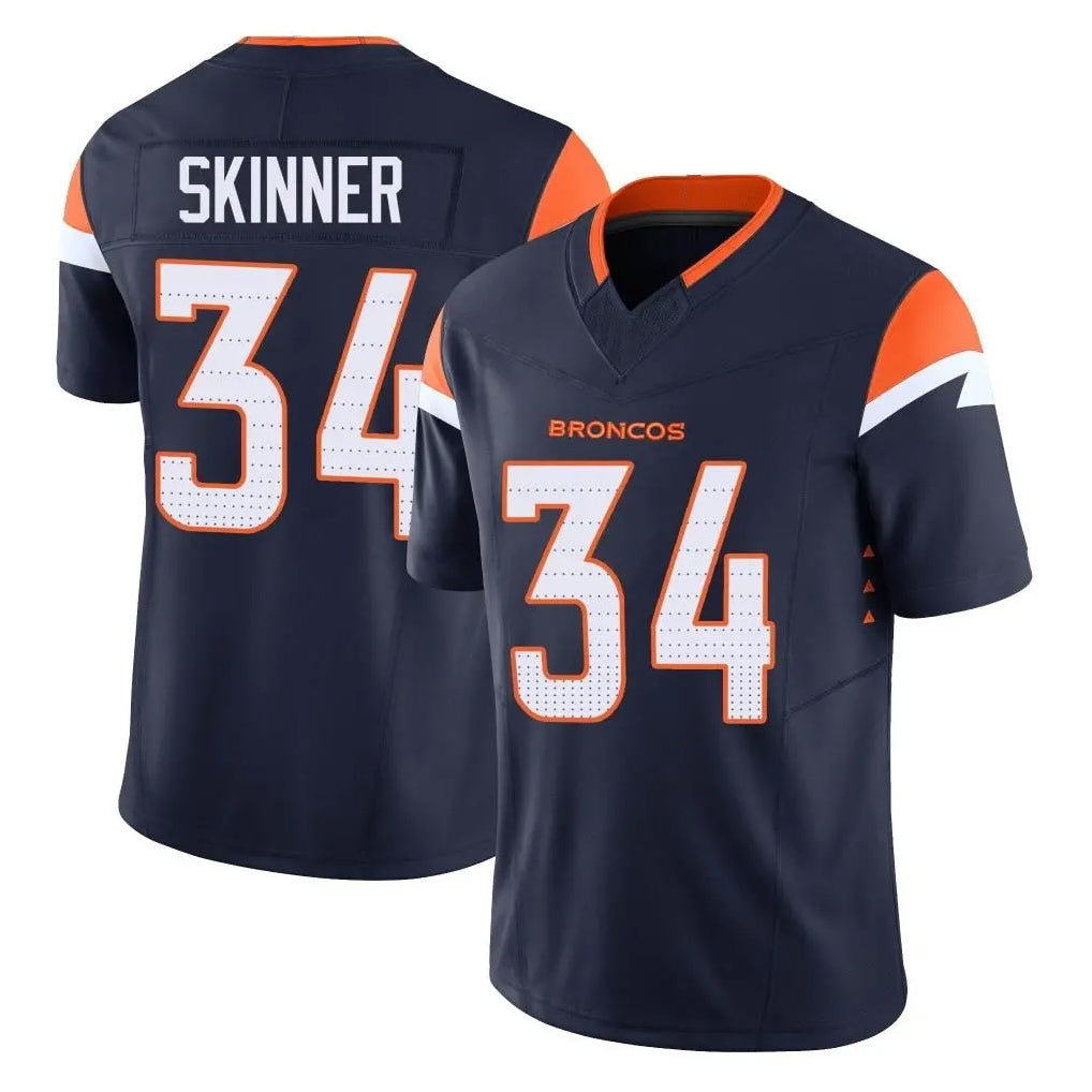 Kooe D.Broncos #34 JL Skinner Player Navy Limited Vapor F.U.S.E. Home Game Stitched Jerseys