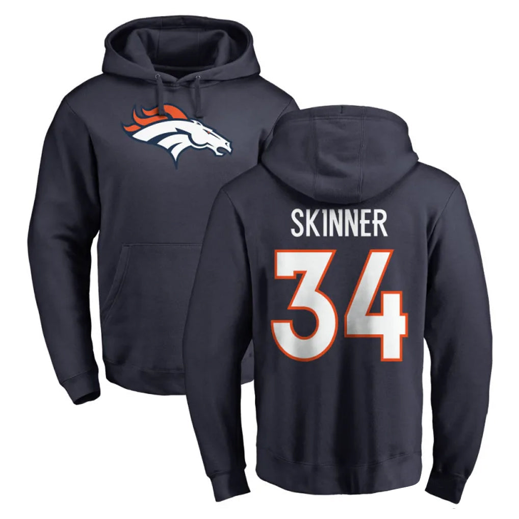 Kooe D.Broncos #34 JL Skinner Player Navy Pullover Hoodie Limited Stitched Jerseys