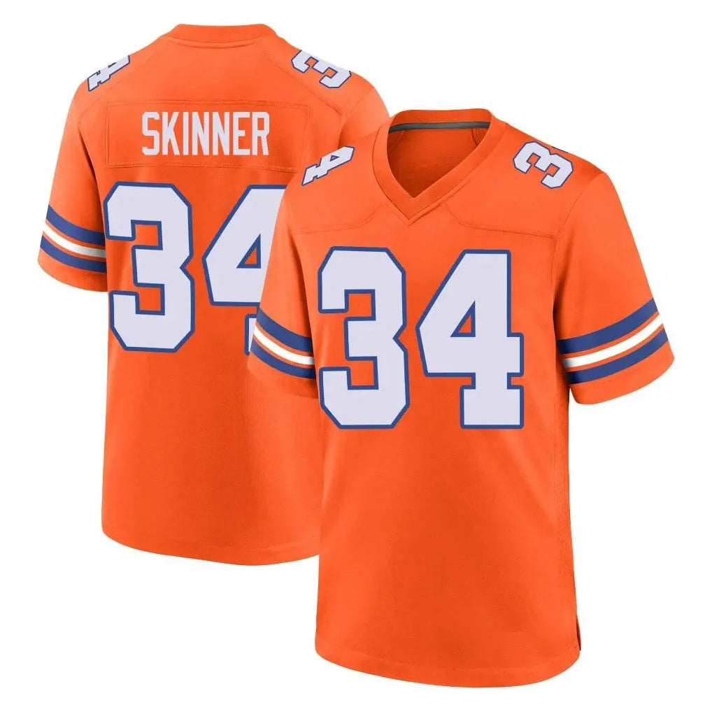 Kooe D.Broncos #34 JL Skinner Player Orange Alternate Collection Throwback Game Stitched Jerseys
