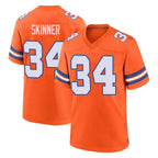 Kooe D.Broncos #34 JL Skinner Player Orange Alternate Collection Throwback Game Stitched Jerseys