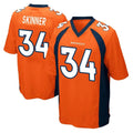 Kooe D.Broncos #34 JL Skinner Player Orange Color Home Game Stitched Jerseys