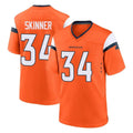 Kooe D.Broncos #34 JL Skinner Player Orange Home Game Stitched Jerseys