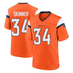 Kooe D.Broncos #34 JL Skinner Player Orange Home Game Stitched Jerseys