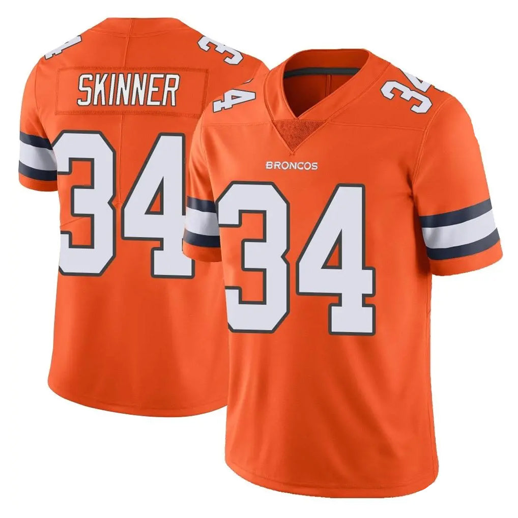 Kooe D.Broncos #34 JL Skinner Player Orange Vapor Untouchable Limited Home Game Stitched Jerseys