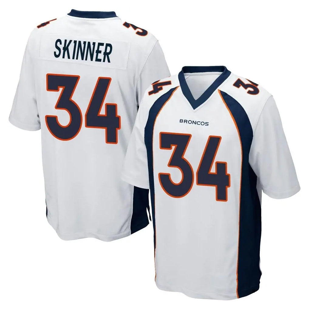 Kooe D.Broncos #34 JL Skinner Player White Game Stitched Jerseys