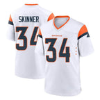 Kooe D.Broncos #34 JL Skinner Player White Home Game Stitched Jerseys