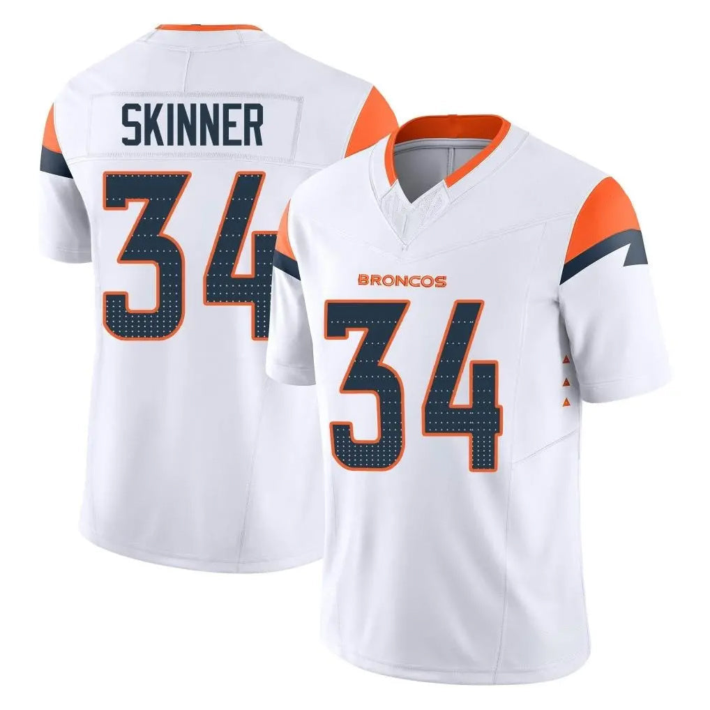 Kooe D.Broncos #34 JL Skinner Player White Limited Vapor F.U.S.E. Home Game Stitched Jerseys