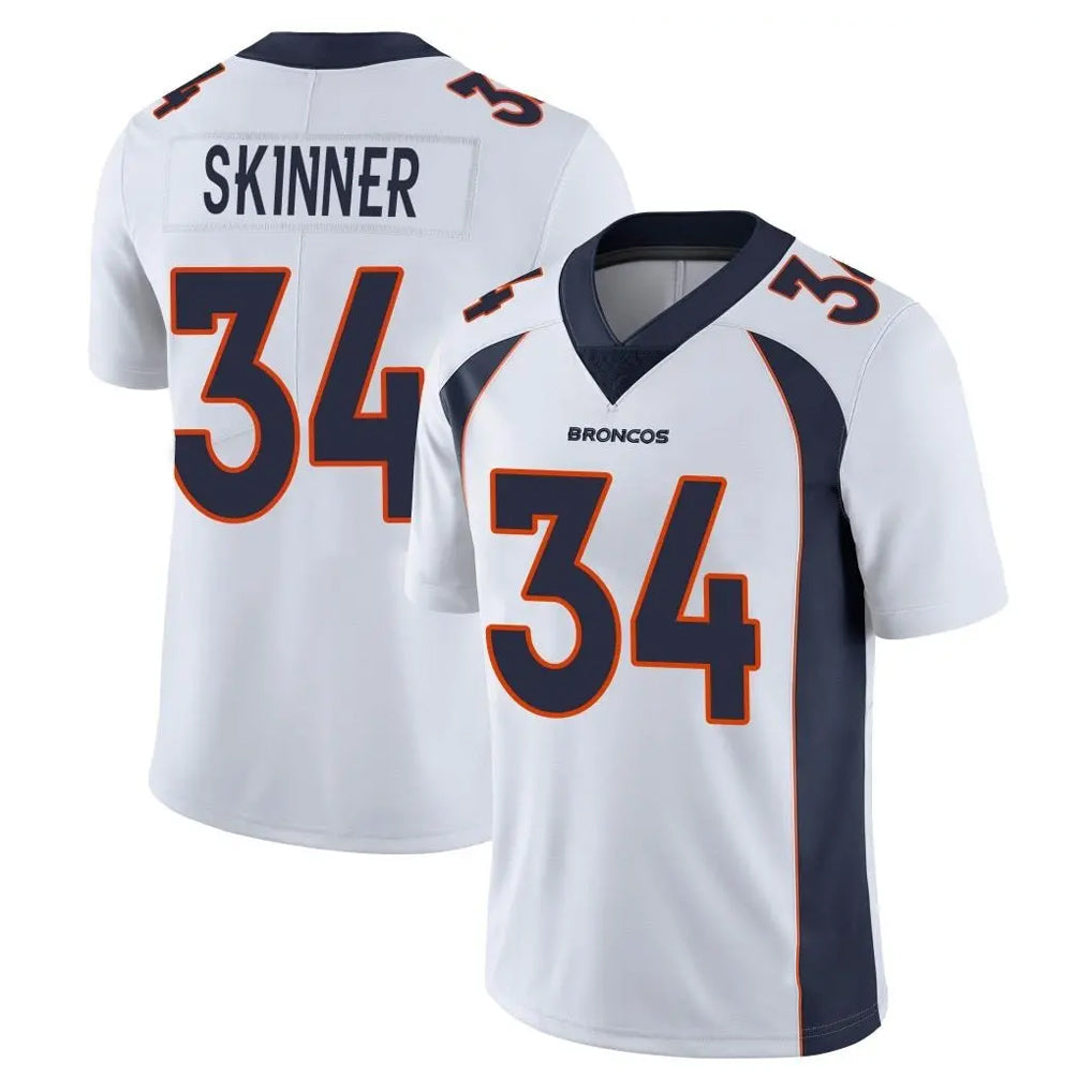 Kooe D.Broncos #34 JL Skinner Player White Vapor Untouchable Limited Home Game Stitched Jerseys