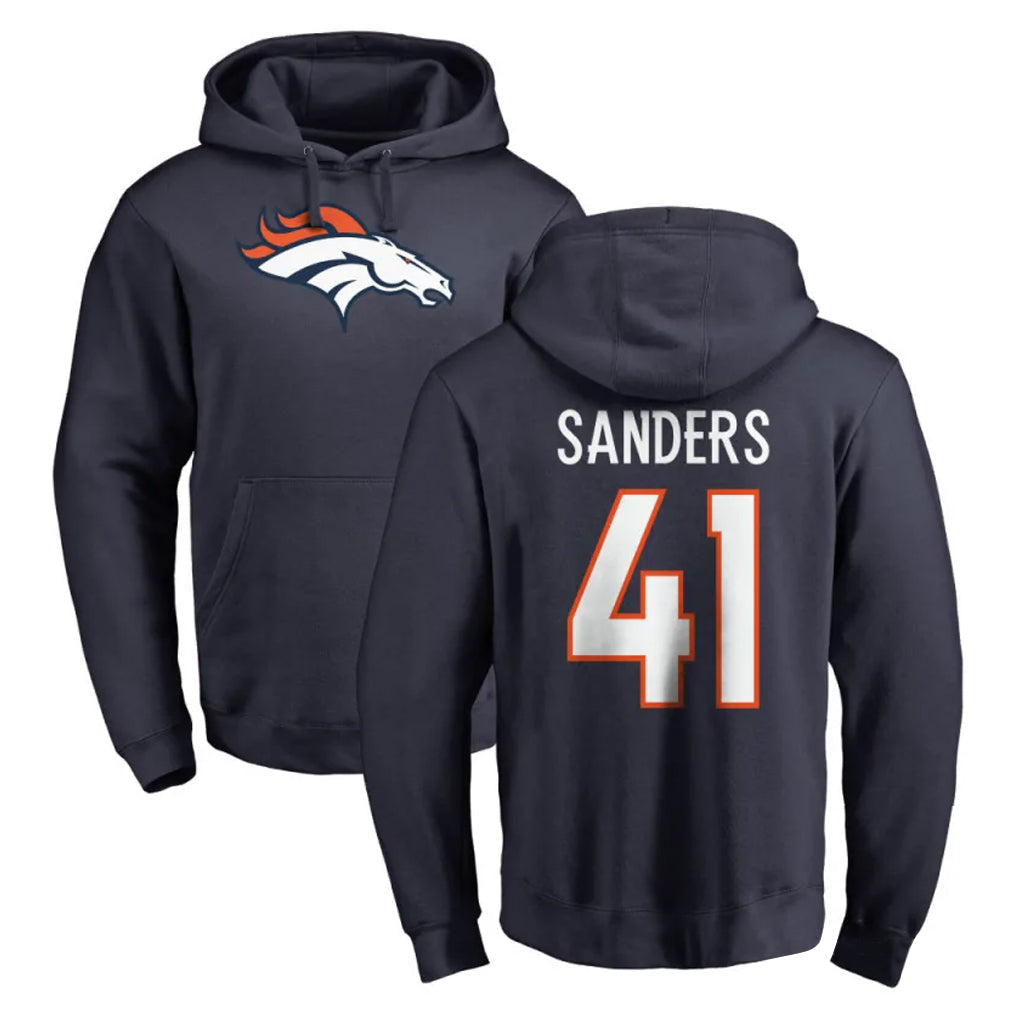 Kooe D.Broncos #41 Drew Sanders Player Navy Pullover Hoodie Limited Stitched Jerseys
