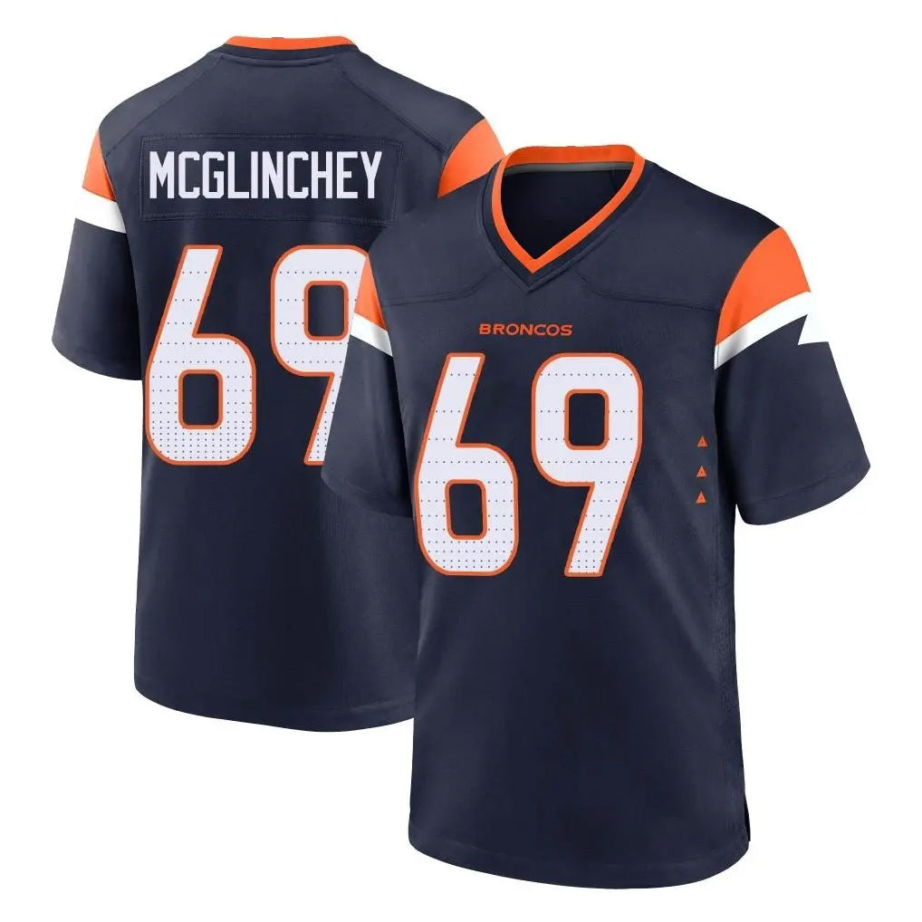 Kooe D.Broncos #69 Mike McGlinchey Player Navy Home Game Stitched Jerseys