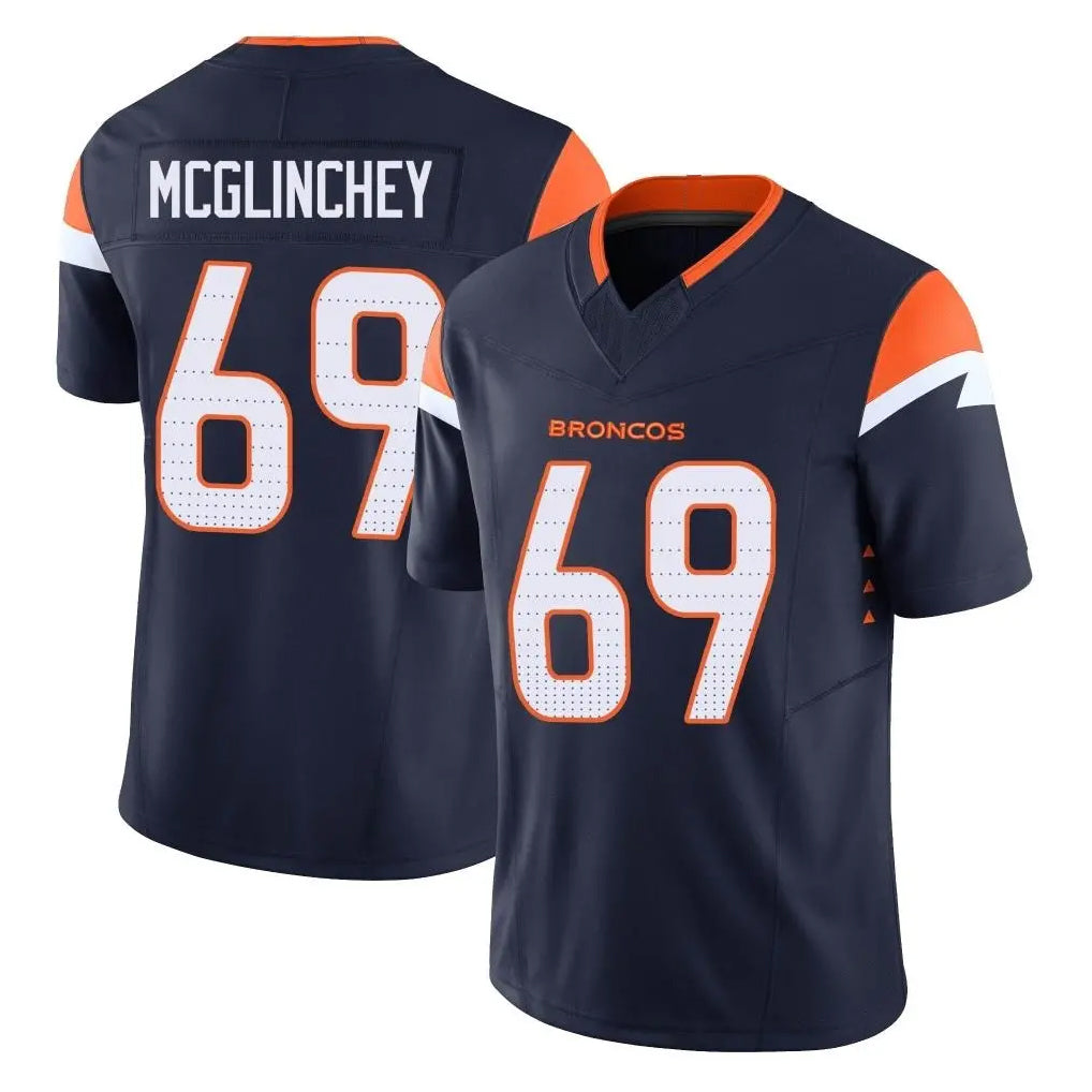 Kooe D.Broncos #69 Mike McGlinchey Player Navy Limited Vapor F.U.S.E. Home Game Stitched Jerseys