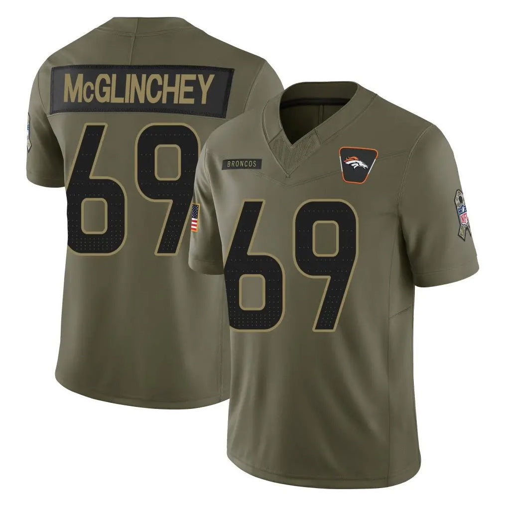 Kooe D.Broncos #69 Mike McGlinchey Player Olive 2025 Salute To Service Limited Home Game Stitched Jerseys