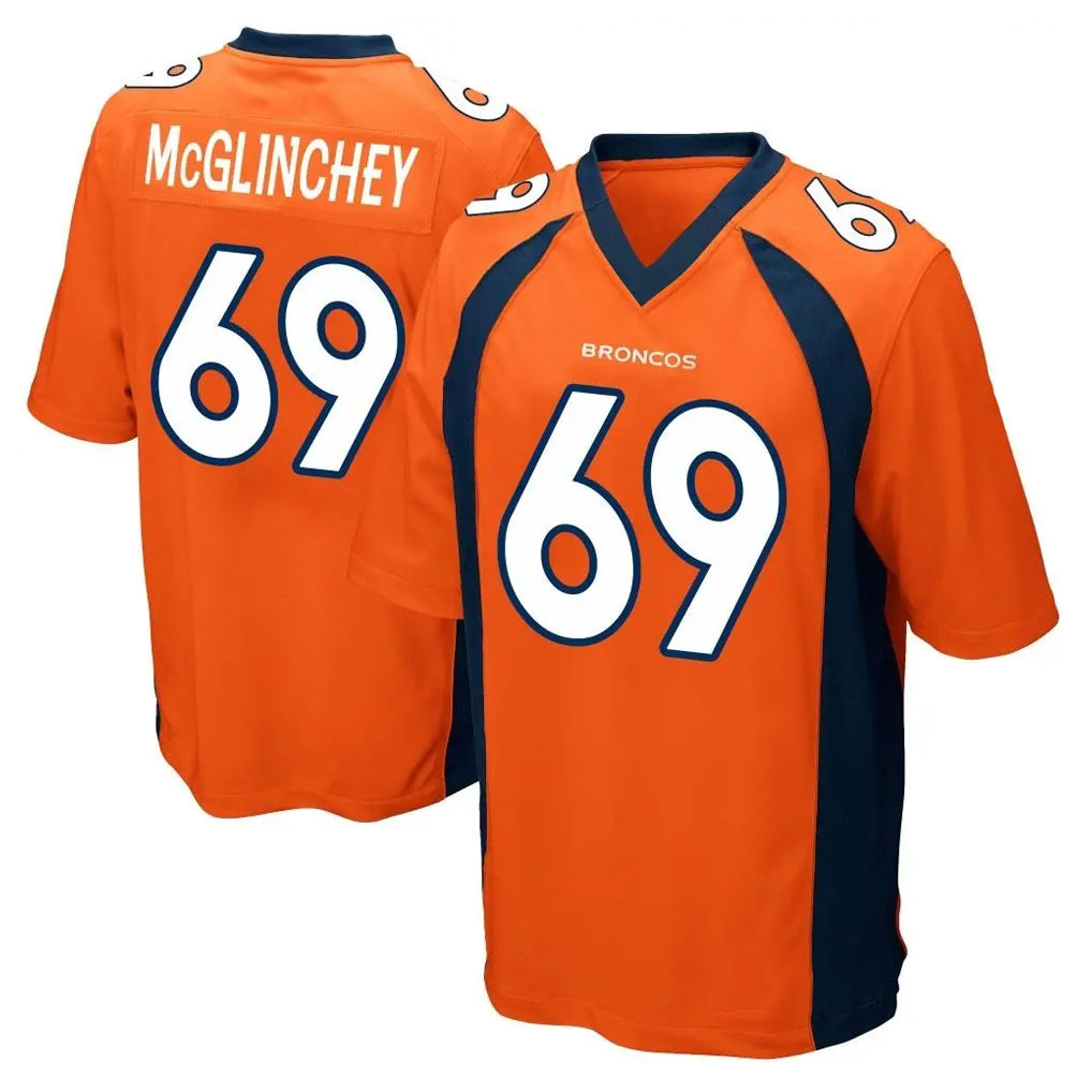 Kooe D.Broncos #69 Mike McGlinchey Player Orange Color Home Game Stitched Jerseys