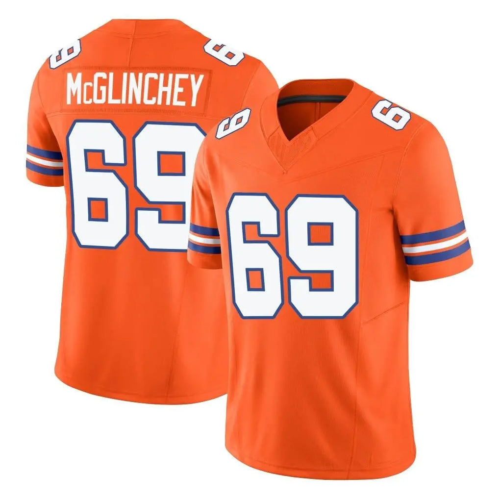 Kooe D.Broncos #69 Mike McGlinchey Player Orange Limited Alternate Vapor F.U.S.E. Throwback Game Stitched Jerseys
