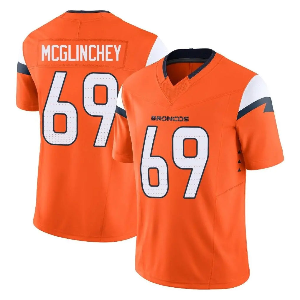 Kooe D.Broncos #69 Mike McGlinchey Player Orange Vapor F.U.S.E. Limited Home Game Stitched Jerseys