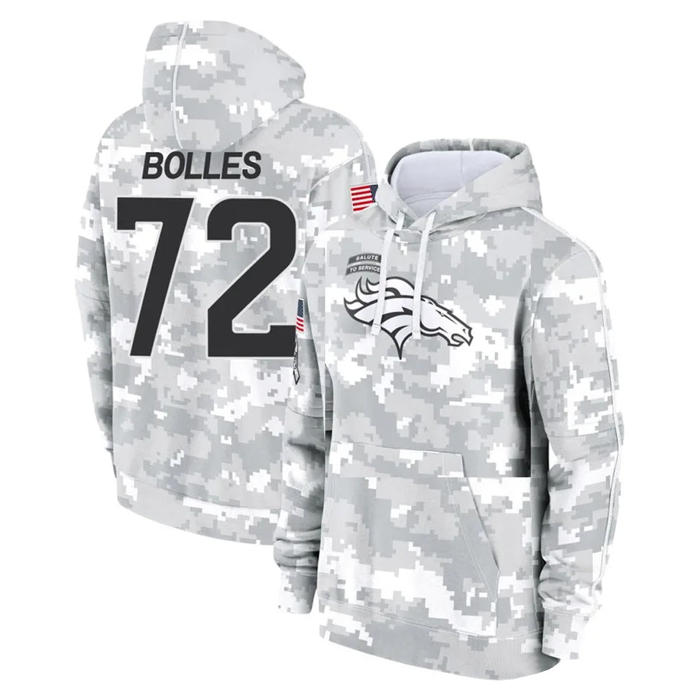 Kooe D.Broncos #72 Garett Bolles Player Arctic Camo Salute to Service Hoodies Limited Game Stitched Jerseys