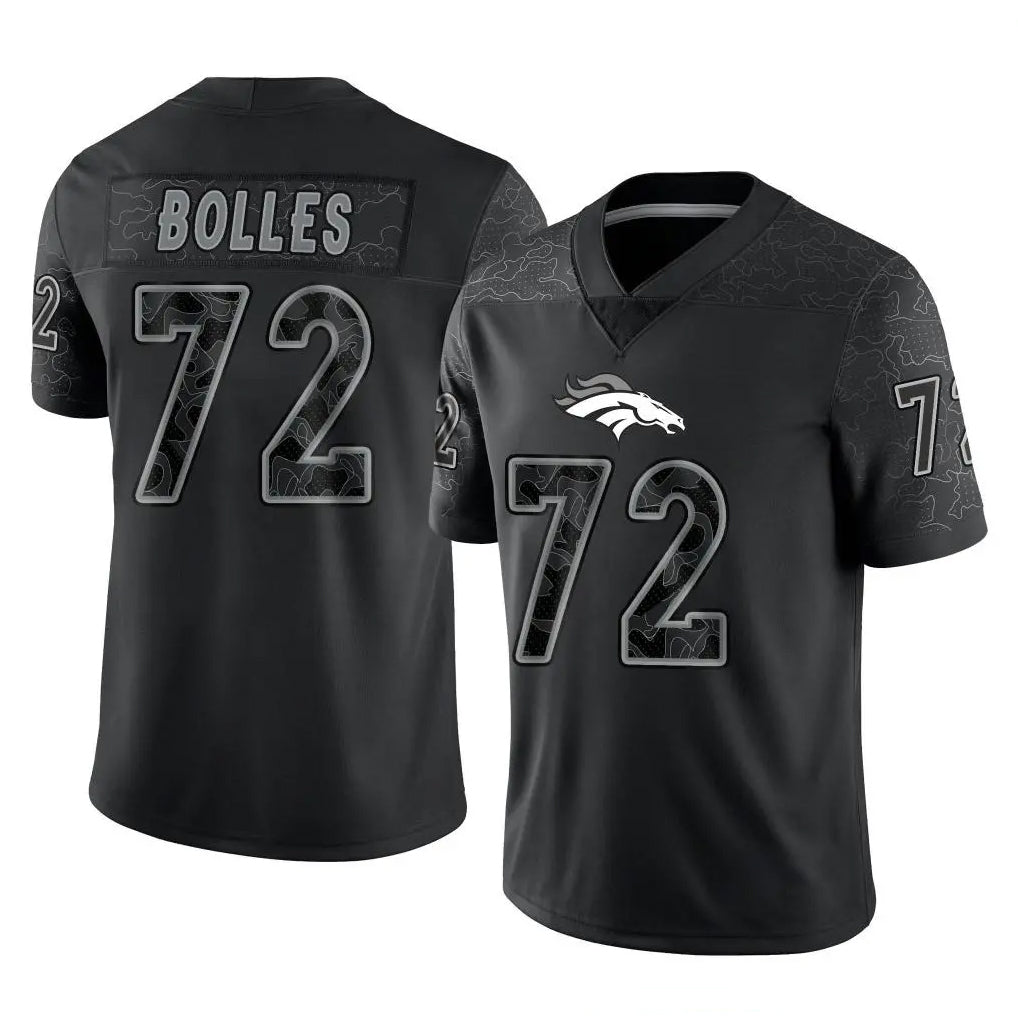 Kooe D.Broncos #72 Garett Bolles Player Black Reflective Limited Stitched Jerseys