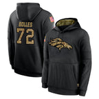 Kooe D.Broncos #72 Garett Bolles Player Black Salute to Service Pullover Hoodies Limited Stitched Jerseys