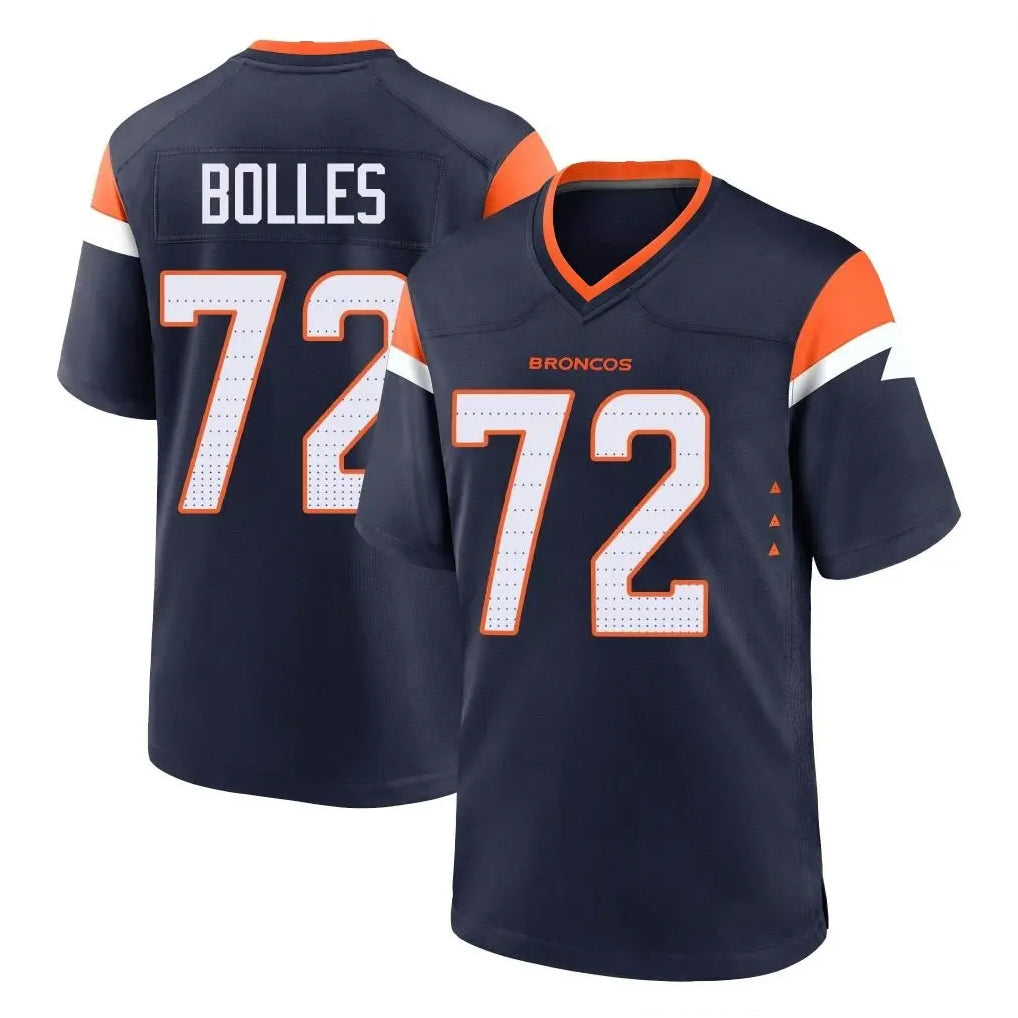 Kooe D.Broncos #72 Garett Bolles Player Navy Home Game Stitched Jerseys
