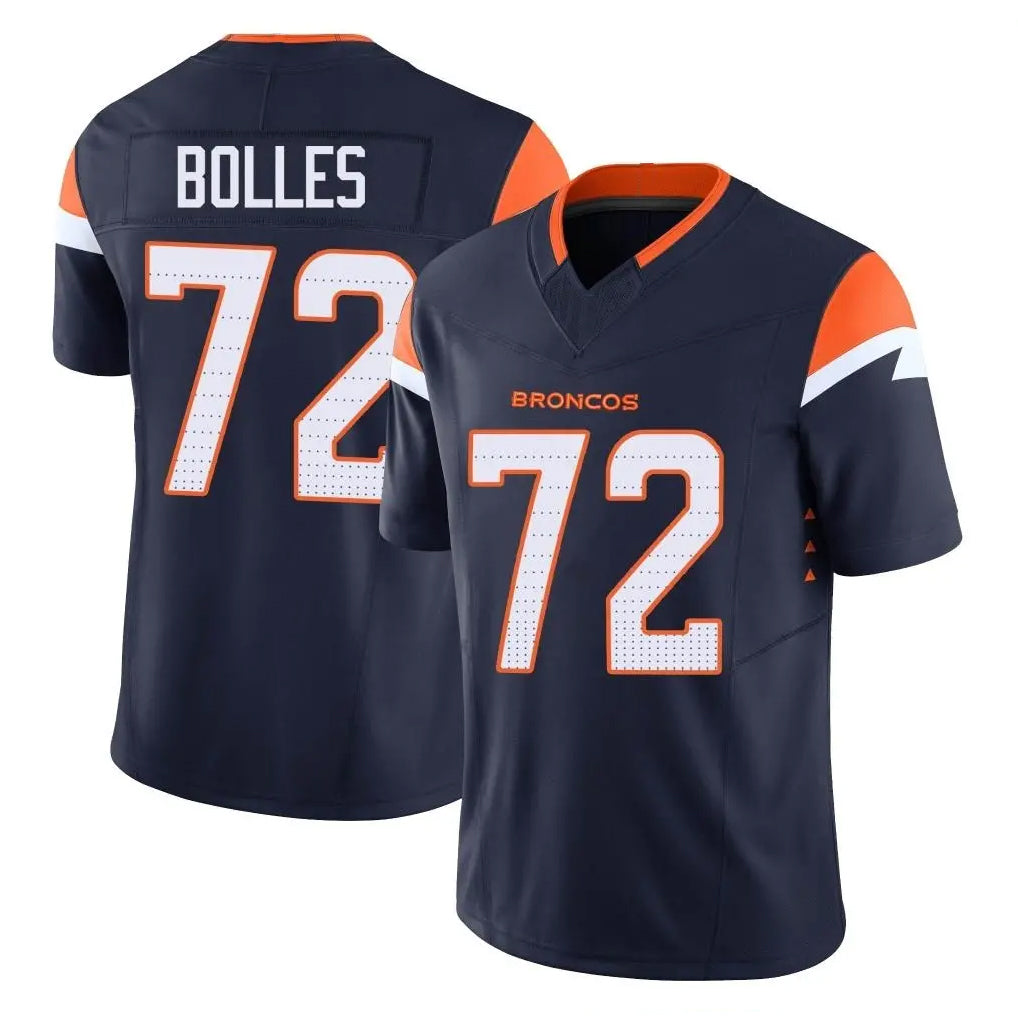 Kooe D.Broncos #72 Garett Bolles Player Navy Limited Vapor F.U.S.E. Home Game Stitched Jerseys