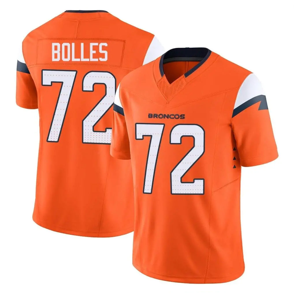 Kooe D.Broncos #72 Garett Bolles Player Orange Vapor F.U.S.E. Limited Home Game Stitched Jerseys