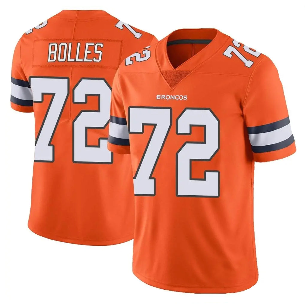 Kooe D.Broncos #72 Garett Bolles Player Orange Vapor Untouchable Limited Home Game Stitched Jerseys