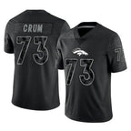 Kooe D.Broncos #73 Frank Crum Player Black Reflective Limited Stitched Jerseys