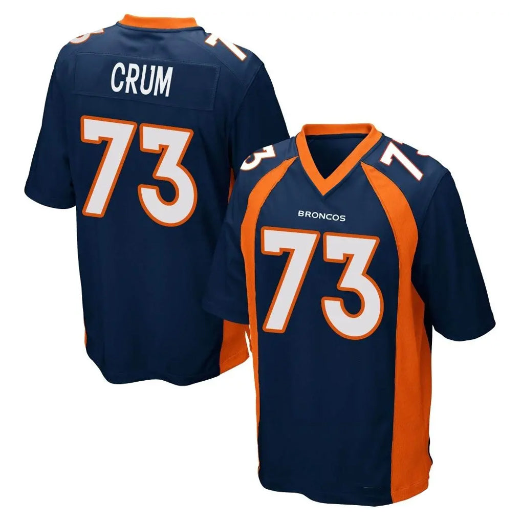 Kooe D.Broncos #73 Frank Crum Player Navy Game Stitched Jerseys