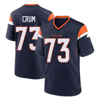 Kooe D.Broncos #73 Frank Crum Player Navy Home Game Stitched Jerseys
