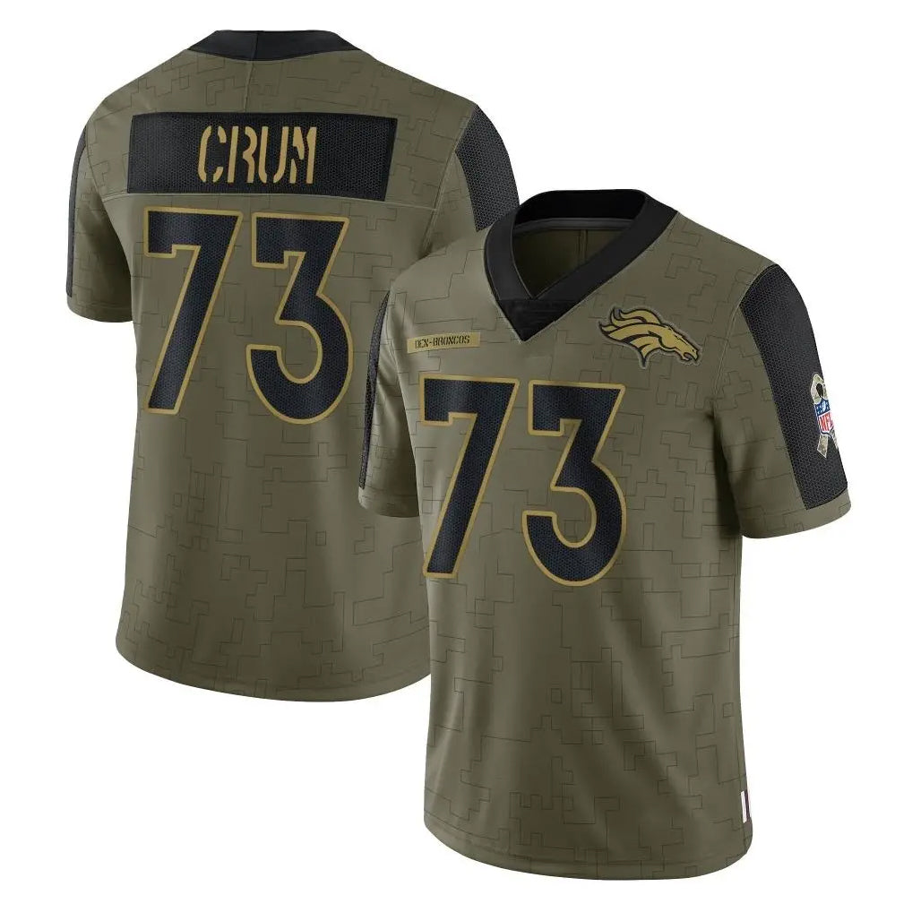 Kooe D.Broncos #73 Frank Crum Player Olive Salute To Service Limited Game Stitched Jerseys