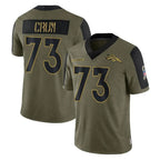 Kooe D.Broncos #73 Frank Crum Player Olive Salute To Service Limited Game Stitched Jerseys