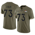 Kooe D.Broncos #73 Frank Crum Player Olive Salute To Service Limited Stitched Jerseys