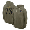 Kooe D.Broncos #73 Frank Crum Player Olive Salute to Service Pullover Hoodies Limited Stitched Jerseys