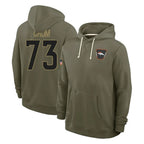 Kooe D.Broncos #73 Frank Crum Player Olive Salute to Service Pullover Hoodies Limited Stitched Jerseys
