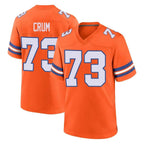 Kooe D.Broncos #73 Frank Crum Player Orange Alternate Collection Throwback Game Stitched Jerseys