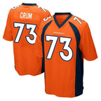 Kooe D.Broncos #73 Frank Crum Player Orange Color Home Game Stitched Jerseys