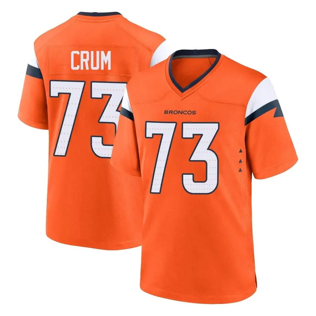 Kooe D.Broncos #73 Frank Crum Player Orange Home Game Stitched Jerseys