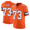 Kooe D.Broncos #73 Frank Crum Player Orange Vapor Untouchable Limited Home Game Stitched Jerseys