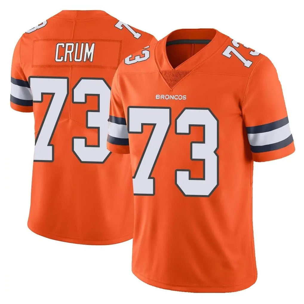 Kooe D.Broncos #73 Frank Crum Player Orange Vapor Untouchable Limited Home Game Stitched Jerseys