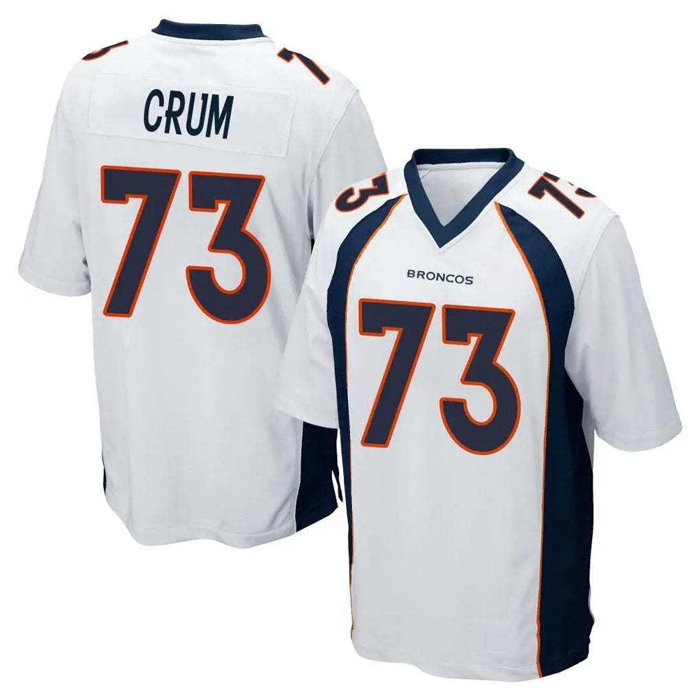 Kooe D.Broncos #73 Frank Crum Player White Game Stitched Jerseys