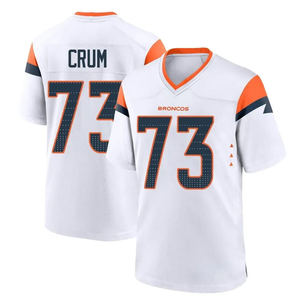 Kooe D.Broncos #73 Frank Crum Player White Home Game Stitched Jerseys