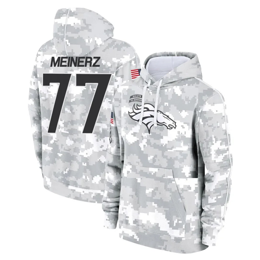 Kooe D.Broncos #77 Quinn Meinerz Player Arctic Camo Salute to Service Hoodies Limited Game Stitched Jerseys