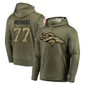 Kooe D.Broncos #77 Quinn Meinerz Player Olive Salute to Service Pullover Hoodies Home Game Stitched Jerseys