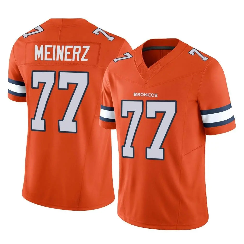 Kooe D.Broncos #77 Quinn Meinerz Player Orange Limited Alternate Vapor F.U.S.E. Throwback Game Stitched Jerseys