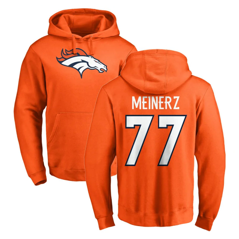 Kooe D.Broncos #77 Quinn Meinerz Player Orange Pullover Hoodie Limited Stitched Jerseys